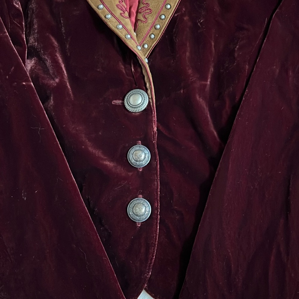 Vintage Double D Ranch Crushed Red Velvet Western Blazer. Women’s Size Small - Picture 7 of 8